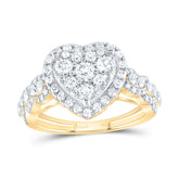 1 1/3CTW-DIA ANA M HEART SINGLE HALO ENGAEMENT RING